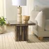 SAFAVIEH Couture Collection – Olivia Brown Marble Accent Table, Tall Square Pedestal Design, Sculptural Statement Piece (SFV9701B)(Brown)