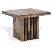SAFAVIEH Couture Collection – Olivia Brown Marble Accent Table, Tall Square Pedestal Design, Sculptural Statement Piece (SFV9701B)(Brown)