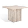 SAFAVIEH Couture Collection – Olivia Brown Marble Accent Table, Tall Square Pedestal Design, Sculptural Statement Piece (SFV9701B)(Off White)
