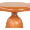 SAFAVIEH Couture Collection – Oskar Ivory Concrete Accent Table, Round Modern Side Table, Sculptural Ribbed Design (SFV2604B)(Brown)