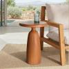 SAFAVIEH Couture Collection – Oskar Ivory Concrete Accent Table, Round Modern Side Table, Sculptural Ribbed Design (SFV2604B)(Brown)