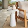 SAFAVIEH Couture Collection – Oskar Ivory Concrete Accent Table, Round Modern Side Table, Sculptural Ribbed Design (SFV2604B)(Ivory)