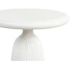 SAFAVIEH Couture Collection – Oskar Ivory Concrete Accent Table, Round Modern Side Table, Sculptural Ribbed Design (SFV2604B)(Ivory)