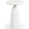 SAFAVIEH Couture Collection – Oskar Ivory Concrete Accent Table, Round Modern Side Table, Sculptural Ribbed Design (SFV2604B)(Ivory)