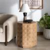 SAFAVIEH Couture Collection – Patty Black Accent Table, Octagonal Side Table, Carved Design, Fully Assembled (SFV7252A)(Natural)