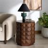 SAFAVIEH Couture Collection – Patty Black Accent Table, Octagonal Side Table, Carved Design, Fully Assembled (SFV7252A)(Walnut)
