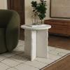 SAFAVIEH Couture Collection – Raybrook Stone Round Accent Table, Fully Assembled Mint Sandstone Side Table (SFV5785A)(Off White)