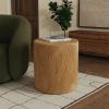 SAFAVIEH Couture Collection – Rhynne Natural Round Rattan Accent Table, Fully Assembled Sculptural Side Table for Living Room, Bedroom or Lounge Space (CWK3030A)(Natural)