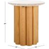 SAFAVIEH Couture Collection – Roxiella Black Solid Wood & Round Marble Top Accent Table, Pedestal Design, Sculptural Modern Side Table (SFV9732B)(Brown/Natural)