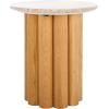 SAFAVIEH Couture Collection – Roxiella Black Solid Wood & Round Marble Top Accent Table, Pedestal Design, Sculptural Modern Side Table (SFV9732B)(Brown/Natural)