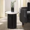 SAFAVIEH Couture Collection – Roxiella Black Solid Wood & Round Marble Top Accent Table, Pedestal Design, Sculptural Modern Side Table (SFV9732B)(White/Black)