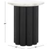 SAFAVIEH Couture Collection – Roxiella Black Solid Wood & Round Marble Top Accent Table, Pedestal Design, Sculptural Modern Side Table (SFV9732B)(White/Black)