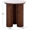 SAFAVIEH Couture Collection – Sonia Clara Walnut Brown Accent Table, Round Side Table, Sculptural Base with White Marble Top (SFV5787A)(Walnut/White)