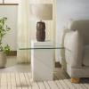 SAFAVIEH Couture Collection – Sophibeth Ivory Concrete and Glass Accent Table, Contemporary Modern Side Table, Sculptural Display Design (SFV2610A)(Ivory/Clear)
