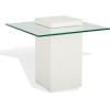 SAFAVIEH Couture Collection – Sophibeth Ivory Concrete and Glass Accent Table, Contemporary Modern Side Table, Sculptural Display Design (SFV2610A)(Ivory/Clear)