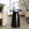 SAFAVIEH Couture Collection – Stephan Olive Green Concrete Accent Table, Sculptural High Gloss Finish, Modern Round Top, Fully Assembled (SFV2617B)(Black)