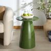 SAFAVIEH Couture Collection – Stephan Olive Green Concrete Accent Table, Sculptural High Gloss Finish, Modern Round Top, Fully Assembled (SFV2617B)(Olive Green)