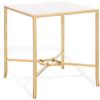 SAFAVIEH Couture Collection – Tauri Brass Forged Iron & Marble Accent Table, Square Side Table, Modern Glam Design, Fully Assembled (SFV9554C)(Brass/White)