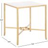 SAFAVIEH Couture Collection – Tauri Brass Forged Iron & Marble Accent Table, Square Side Table, Modern Glam Design, Fully Assembled (SFV9554C)(Brass/White)