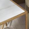 SAFAVIEH Couture Collection – Tauri Brass Forged Iron & Marble Accent Table, Square Side Table, Modern Glam Design, Fully Assembled (SFV9554C)(Brass/White)