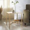 SAFAVIEH Couture Collection – Tauri Brass Forged Iron & Marble Accent Table, Square Side Table, Modern Glam Design, Fully Assembled (SFV9554C)(Brass/White)