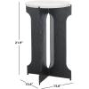 SAFAVIEH Couture Collection – Tayanna Black Iron & Marble Accent Table, Modern Side Table, Minimalist Round Top Design, Fully Assembled (SFV9546A)(Black/White)