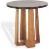 SAFAVIEH Couture Collection – Trenton Brown Marble Accent Table, Round Top with Sculptural Wood Base (SFV9704B)(Brown/Natural)