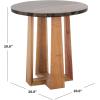 SAFAVIEH Couture Collection – Trenton Brown Marble Accent Table, Round Top with Sculptural Wood Base (SFV9704B)(Brown/Natural)
