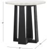 SAFAVIEH Couture Collection – Trenton Brown Marble Accent Table, Round Top with Sculptural Wood Base (SFV9704B)(White/Black)
