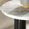 SAFAVIEH Couture Collection – Trenton Brown Marble Accent Table, Round Top with Sculptural Wood Base (SFV9704B)(White/Black)