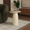 SAFAVIEH Couture Collection – Veronica Wood & Lacquer Accent Table, Modern Organic Style, Sculptural Pedestal Design (SFV5787A)(Natural/White)