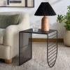 SAFAVIEH Couture Collection – Viktoria Blue Metal Accent Table, Sculptural Modern Side Table, Geometric Cutout Design, Fully Assembled (SFV6808B)(Black)