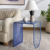 SAFAVIEH Couture Collection – Viktoria Blue Metal Accent Table, Sculptural Modern Side Table, Geometric Cutout Design, Fully Assembled (SFV6808B)(Blue)