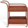 SAFAVIEH Couture Collection Barnette Amber Brown Rattan Pole 2-Tier Bar Cart with Wheels (Fully Assembled)