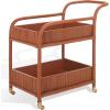 SAFAVIEH Couture Collection Barnette Amber Brown Rattan Pole 2-Tier Bar Cart with Wheels (Fully Assembled)