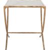 SAFAVIEH Couture Collection Debbie White/Brass Square Metal Accent Table (Fully Assembled)(White/Brass)