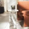 SAFAVIEH Couture Collection Devlin Red Marble Drink Table (Fully Assembled)(White)