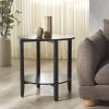 SAFAVIEH Couture Collection Leonardi Natural Brown Round Top Accent Table(Black)