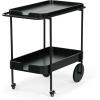 SAFAVIEH Couture Collection Malek Black 2-Shelf Bar Cart with Wheels(Black)