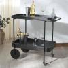SAFAVIEH Couture Collection Malek Black 2-Shelf Bar Cart with Wheels(Black)