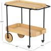 SAFAVIEH Couture Collection Malek Black 2-Shelf Bar Cart with Wheels(Natural/Black)