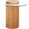 SAFAVIEH Couture Collection Tasharose Natural Brown Solid Wood Natural & Clear Glass Top Pedestal Accent Table(Natural/Clear)