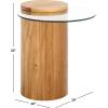 SAFAVIEH Couture Collection Tasharose Natural Brown Solid Wood Natural & Clear Glass Top Pedestal Accent Table(Natural/Clear)