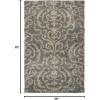 SAFAVIEH Florida Shag Collection Area Rug – 5’3″ x 7’6″, Grey & Beige, Damask Design, Non-Shedding & Easy Care, 1.2-inch Thick Ideal for High Traffic Areas in Living Room, Bedroom (SG462-8013)(Grey/Beige)