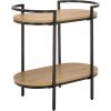 SAFAVIEH Home Collection – Inessa Black & Natural Oval 2-Tier Bar Cart, Modern Metal Serving Cart, Sleek Entertaining Design (BCT2503F)(Black/Natural)