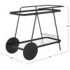 SAFAVIEH Home Collection – Zunia White & Glass 2-Tier Bar Cart, Modern Metal Serving Cart, Sleek Contemporary Design (BCT2504E)(Black/Clear)