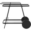SAFAVIEH Home Collection – Zunia White & Glass 2-Tier Bar Cart, Modern Metal Serving Cart, Sleek Contemporary Design (BCT2504E)(Black/Clear)