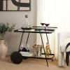 SAFAVIEH Home Collection – Zunia White & Glass 2-Tier Bar Cart, Modern Metal Serving Cart, Sleek Contemporary Design (BCT2504E)(Black/Clear)