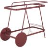 SAFAVIEH Home Collection – Zunia White & Glass 2-Tier Bar Cart, Modern Metal Serving Cart, Sleek Contemporary Design (BCT2504E)(Brick Red/Glass)