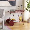 SAFAVIEH Home Collection – Zunia White & Glass 2-Tier Bar Cart, Modern Metal Serving Cart, Sleek Contemporary Design (BCT2504E)(Brick Red/Glass)
